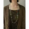 Novo Colar de Corda Trançada Verde Estilo Chinês com Contas Feminino Design de Nicho Corrente de Clavícula Empilhada de Alta Qualidade Corrente Longa para Suéter