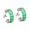 Pendientes de Acero Inoxidable Estilo Europeo y Americano Lujo Accesible Nicho Gama Alta Forma de C Dos Puntas Rectangulares Diamante de Color Pendientes Retro