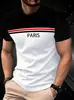 Amazon 2025 Verano Nuevo Camiseta Casual para Hombre de Combinación Versátil Moda Colorido Estampado Manga Corta Cuello Redondo