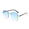 Estilo Tweed Nuevas Gafas de Sol Cuadradas Sin Montura Coloridas Degradado Versátiles Elegantes Modernas Ojos Gafas de Sol Retro para Dama