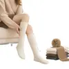 Calcetines de lana australiana gruesos, cálidos y resistentes al frío para otoño e invierno, calcetines altos elásticos antideslizantes hasta la rodilla, color liso, calcetines largos de alta gama para mujer