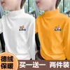 Y2389 # Camiseta Térmica de Cuello Alto Medio para Niños, Nuevo Estilo Otoño e Invierno, Top Cálido Estampado de Manga Larga para Niños Mayores.