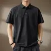 Camisa Polo de manga corta de secado rápido estilo japonés de alta gama para hombre, de verano, fina, corte holgado, casual, marca de moda, camiseta de media manga