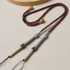 Nueva Cuerda para Colgante Completamente Tejida a Mano Cruzada de Ocho Hilos Cuentas Dzi Cuentas de Transferencia de Cera de Abeja Turquesa Lanyard para Collar Colgante