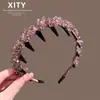 Diadema antideslizante con dientes de cristal para mujer, nuevo modelo 2026, diadema de alta presión en la coronilla, accesorio para el cabello de uso diario