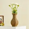 Vaso de Cerâmica Retrô Estilo Wabi-Sabi Shumen Flor Artificial Arranjo de Flores para Sala de Estar Decoração de Entrada de Luxo Leve de Alta Qualidade
