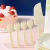 Plato para Tarta de Cumpleaños Juego de Cubiertos Plato Desechable de Papel Engrosado Tenedor de Plástico para Hornear Bolsa de Papel Ecológica Vajilla