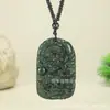 Pingente de Jade Verde Escuro Natural de Fábrica para Saúde e Longevidade, Pingente Redondo Navegação Tranquila para Saúde e Longevidade