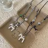 Nuevo Collar con Colgante de Caballo de Plata de Cuerda Tejida para Mujer Largo Diseño de Nicho Accesorios de Halter Cadena Dulce y Fresca para Suéter