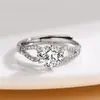 Anillo de Diamante Carat D Color Doble Anillo Clásico de Seis Garras, Lujo Accesible y Moderno Grupo de Doble Anillo Anillo de Diamante con Incrustaciones de Diamante Anillo de Compromiso
