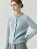 Cardigan de Cachemira para Mujer Estilo Coreano Suave Otoño e Invierno Cuello de Aguja de Lingote para Mujer Chaqueta Tejida de Diamantes Color Puro Mangas Largas
