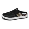 Sapatos Masculinos Huili Verão Respiráveis Tecido Fino Sapatos com Furos Calce Fácil Sapatos de Rede Preguiçoso Meio Chinelos