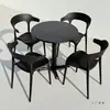 Combinación de Mesa y Sillas para Exteriores Tienda de Té con Leche Negra Mesa para Exteriores Patio de Ocio al Aire Libre Balcón de Plástico para Exteriores Impermeable y Protección Solar