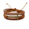 Pulsera Bohemio Cruz Multicapa Cordón de Cuero Marrón Tejido Unisex Accesorios de Pulsera Personalizada