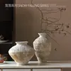 Jarrón Vintage Viento Sedoso Jarra de Cerámica Gruesa Nuevo Estilo Chino Hecho a Mano Decoración de Casa de Huéspedes Estilo Zen Hotel Antiguo Casa de Huéspedes Vestido Suave