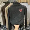 Camisa de Base Feminina Gola Meia-Alta Veludo Alemão Listrada, Roupa Infantil Outono e Inverno, Roupa Íntima Estilosa, Blusas Infantis Cartoon Tamanhos Médio e Grande