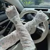 Accesorios de Diamante Corazón de Alta Elasticidad, Mangas de Hielo Florales Pequeñas para Mujer, Frescura de Seda de Hielo, Mangas Elegantes y Femeninas para Proteger del Sol al Conducir, Ligeras y Delgadas