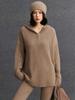 Sudadera con capucha y media cremallera para mujer de cachemir, holgada, casual, engrosada, versátil, tejido de punto de cachemir, nueva colección Otoño e Invierno