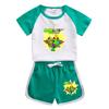 Roupas de verão masculinas terno 2023 novas roupas infantis contrastam roupas de cores frias bonito puro algodão roupas esportivas infantis de verão