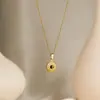 Collar con Colgante de Acero Inoxidable Chapado en Oro de 18K, Cara Sonriente con Goteo de Aceite, Piedra Blanca, Piedra de Ojo de Tigre, Sol para Mujer, Regalo Versátil para el Día a Día