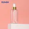 Xumin Spot Botella Spray Blanca Hombro Plano Fondo Redondo 200ml Botella Spray para Loción Mate Empaque Transparente para Productos de Cuidado de la Piel