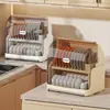 Estante de Secado Multifuncional con Tapa para Tazones, Cocina, Hogar, a Prueba de Polvo, a Prueba de Humedad, Caja de Almacenamiento para Tazones y Palillos, Estante de Almacenamiento de Doble Capa de Gran Capacidad