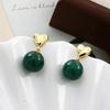 Aretes de Ágata Verde en Forma de Corazón para Mujer, Elegantes y Modernos, Aretes Versátiles, Aretes de Lujo Ligero de Gama Alta