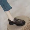 Zapatos de cuero para mujer de suela gruesa estilo británico, nuevos mocasines versátiles estilo universitario otoño 2026, zapatos planos versátiles sin cordones