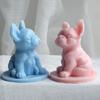 Molde de Silicona de Bulldog Renshan con Base para Velas Aromáticas de Cachorro DIY, Adorno de Yeso, Molde de Animales con Pegamento