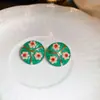 Pendientes de Borla de Flor Redonda Francesa con Perlas, Pendientes Sencillos, Modernos y Versátiles, Pendientes de Lujo Ligero y de Gama Alta para Mujeres