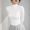 Capa base fina de otoño para mujer, hecha con proteína de seda para comodidad y transpirabilidad, corte ajustado, que realza la figura, camiseta interior versátil de manga larga