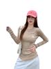 Cor Aveia 2026 Novo Suéter de Tricô de Manga Longa para Outono Inicial Feminino, Versátil Casual Gola Redonda Slim Fit Top