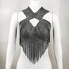 Amazon New Flash Diamond Tassel Hanging Neck Handmade Stitching Vest Sexy Spice Girl Elegant Performance Dancing Women's Top
