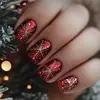 Venda Quente Transfronteiriça Comércio Exterior Mais Vendido na Amazon Estilo de Natal Unhas Vestíveis Simples Floco de Neve Dourado Arte para Unhas