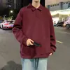 Camisa polo de peso pesado estilo americano, colección de otoño para hombre, camiseta de manga larga con un cuello elegante, cómoda capa interior para usar en capas