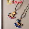 Yiming Xianyuan Nuevo Llavero Colgante de Sándalo Tallado de Caballo Cadena para Teléfono Móvil Madera Maciza Zodíaco Caballo Decoración para Bolso