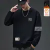 Moletom Masculino Gola Redonda Estampado Outono e Inverno Novo Solto de Veludo Manga Longa Pulôver Moda Casual Versátil Camisa Base Tendência Masculino