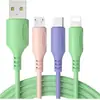 Cabo de Dados Três em Um de Silicone Líquido, Cabo Promocional Popular do Fabricante, Cabo de Carregamento Rápido 2A para Celular 3 em 1