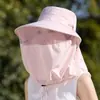 Chapéu de Proteção Solar Estilo Novo 2026 com Proteção Facial e de Pescoço, Chapéu de Pescador com Aba Larga Anti-UV para Uso Externo no Verão para Mulheres, Respirável e Protetor