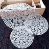 Rendas Bordadas Redondas Vazadas, Toalhas de Mesa, Pratos e Tigelas para Mesa de Jantar, Descansos de Mesa Isolados, Decorações de Tecido, Enfeites e Adereços