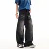 Nuevos jeans de moda vintage de otoño en mezclilla lavada para hombre, pantalones anchos holgados, pantalones de silueta desgastada para mujer, pantalones de moda estilo americano