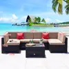 Juego de Sofá de Ratán para Sala de Estar, Balcón de Apartamento Pequeño, Silla de Ratán de Ocio, Mesa de Café para Patio Exterior, Muebles Impermeables para Exteriores