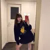 Estilo Coreano Ins Nicho Amarillo Estampado de Letras Li Sudadera de Manga Larga para Mujer Otoño Invierno Holgada Informal Perezosa Versátil Top de Moda