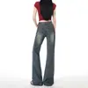 Jeans Acampanados Color Caqui para Mujer 2026 Nuevo Diseño Adelgazante de Cintura Alta con Remaches Pantalones Rectos Acampanados A10742