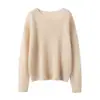 Suéter de Punto de Hombro Descubierto Kangbaolai de Seda y Cachemira para Mujer, Fino Imitación de Siete Agujas de un Solo Hilo, Estilo Casual Elegante, Suéter Base de Cachemira