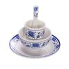 Kaibo Ya melamina hotel restaurante porcelana azul e branca conjunto de quatro peças louça de plástico comercial imitação de porcelana pratos xícara colher