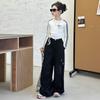 Traje de Primavera y Otoño para Niñas 2025 Moda Niñas Estilo Coreano Chung Da Ropa de Trabajo Elegante con Tirantes y Cremallera Pantalón Deportivo Dulce