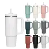 Nueva taza para automóvil de 40 oz con asa, taza de acero inoxidable para automóvil, taza con tubo de succión para exteriores, taza para conservar el calor y el frío.
