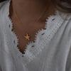 Moda Pendente para o Dia a Dia Simples Personalidade de Nicho Textura de Bolinhas Onduladas Design de Estrela Aço Titânio Banhado a Ouro Colar Versátil