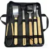 Set de Herramientas Pequeñas para Barbacoa de Acero Inoxidable 410 Más Vendido Transfronterizo con Mango de Madera para Reuniones Familiares, Camping y Barbacoa Portátil